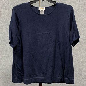 Talbots Navy Short Sleeve Light Sweater